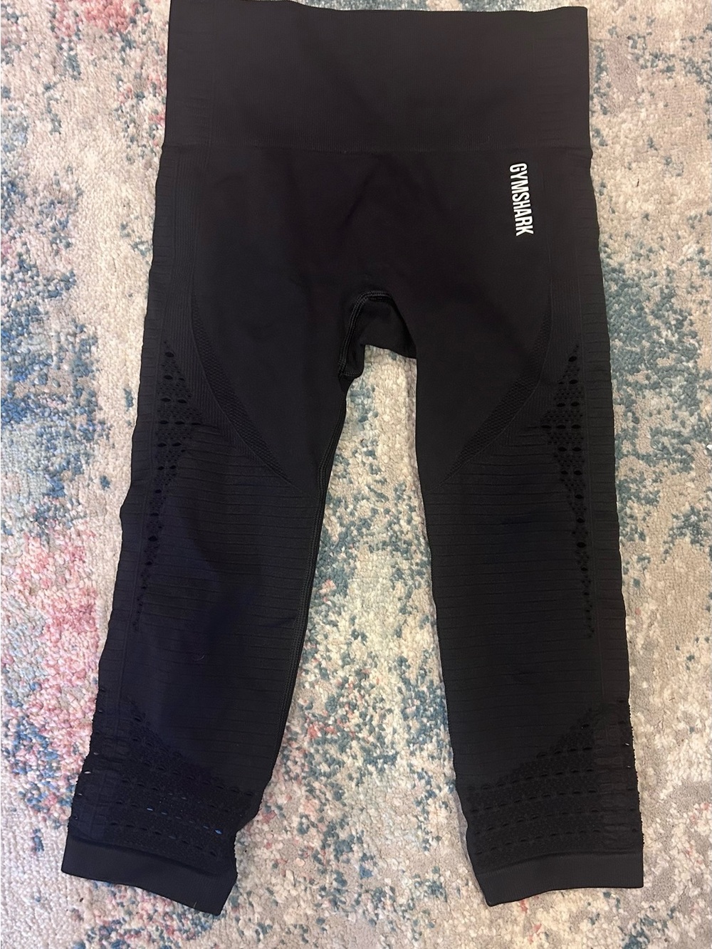 Gymshark Black Capri Leggings with lace trim